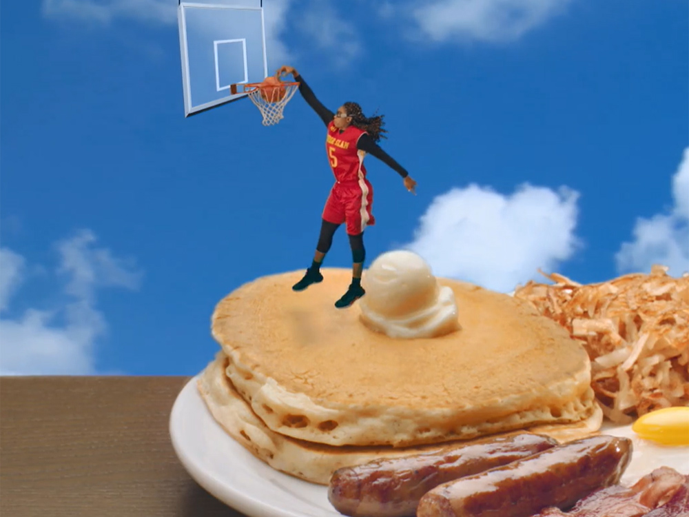 Stanford Basketball's Fran Belibi partners with Denny's | Image courtesy of Denny's via PR Newswire