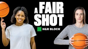 Iowa's Caitlin Clark and South Carolina's Zia Cooke partner with H&R Block to help provide scholarships and support for female athletes | Images courtesy of H&R Block