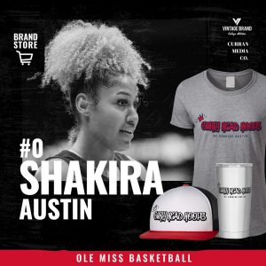 Ole Miss Women's Basketball player Shakira Austin offers new branded gear. | Image courtesy of Vintage Brand