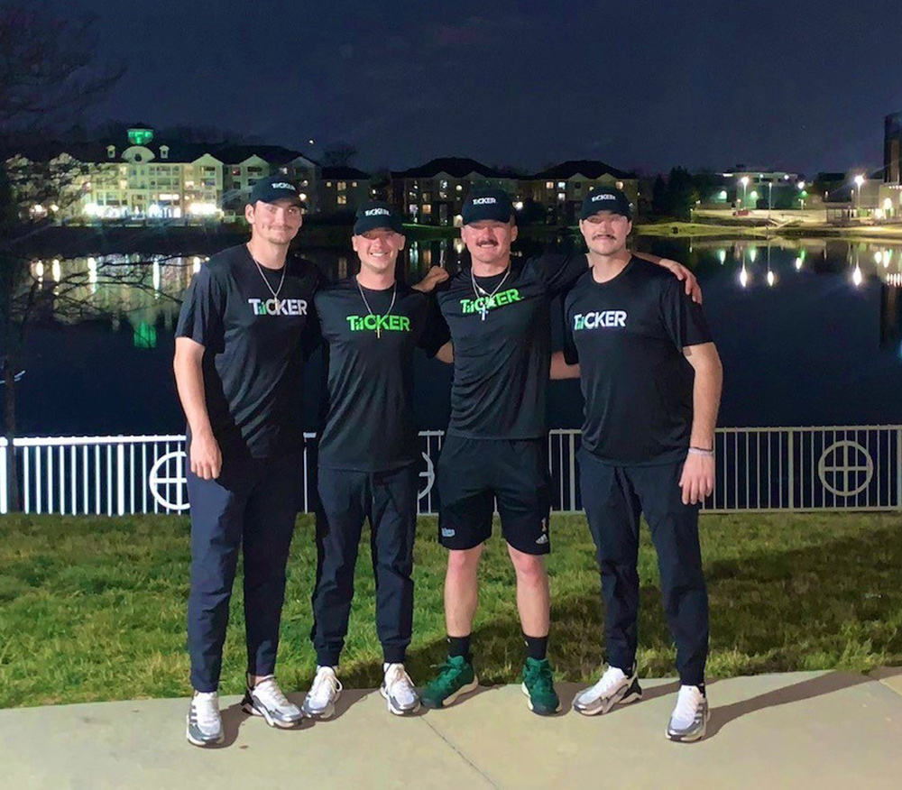 EMU Baseball's Shane Easter, Zach Fruit, Mason Marquis, and Glenn Miller gain a new NIL deal with tech startup TiiCKER. | Photo courtesy of TiiCKER