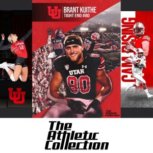 Utah athletes Brant Kuithe, Cam Rising, and Abby Karich appear in new posters from The Athletic Collection. | Images courtesy of The Athletic Collection