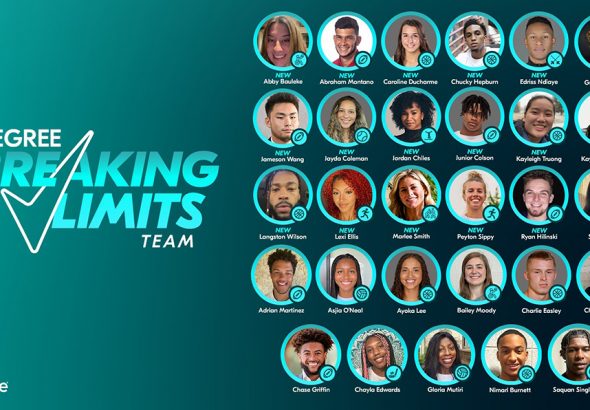 Degree® Deodorant adds 18 student-athletes to the brand's #BreakingLimits NIL team. | Image courtesy of Degree