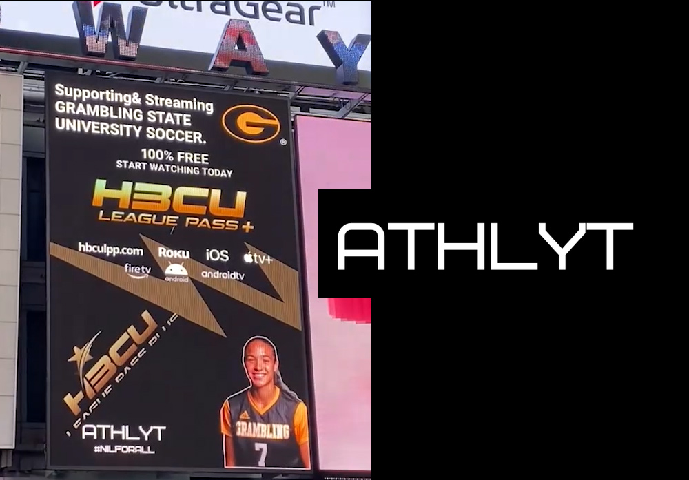 All Grambling State student-athletes offered a new NIL opportunity that involves having their image appear on a billboard in Times Square. | Images courtesy of the ATHLYT NIL platform.