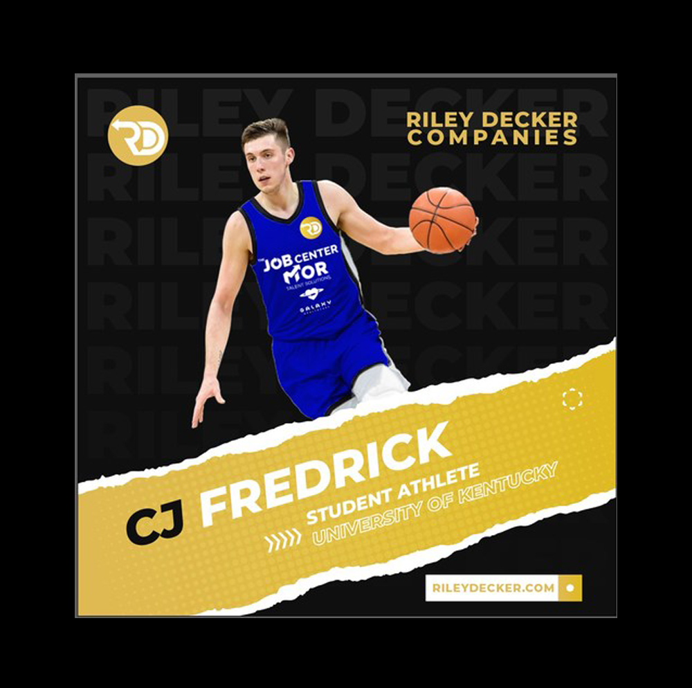 Kentucky Men's Basketball guard CJ Fredrick gains an NIL partnership with Cincinnati-based Riley Decker Companies. | Image courtesy of the Riley Decker Companies